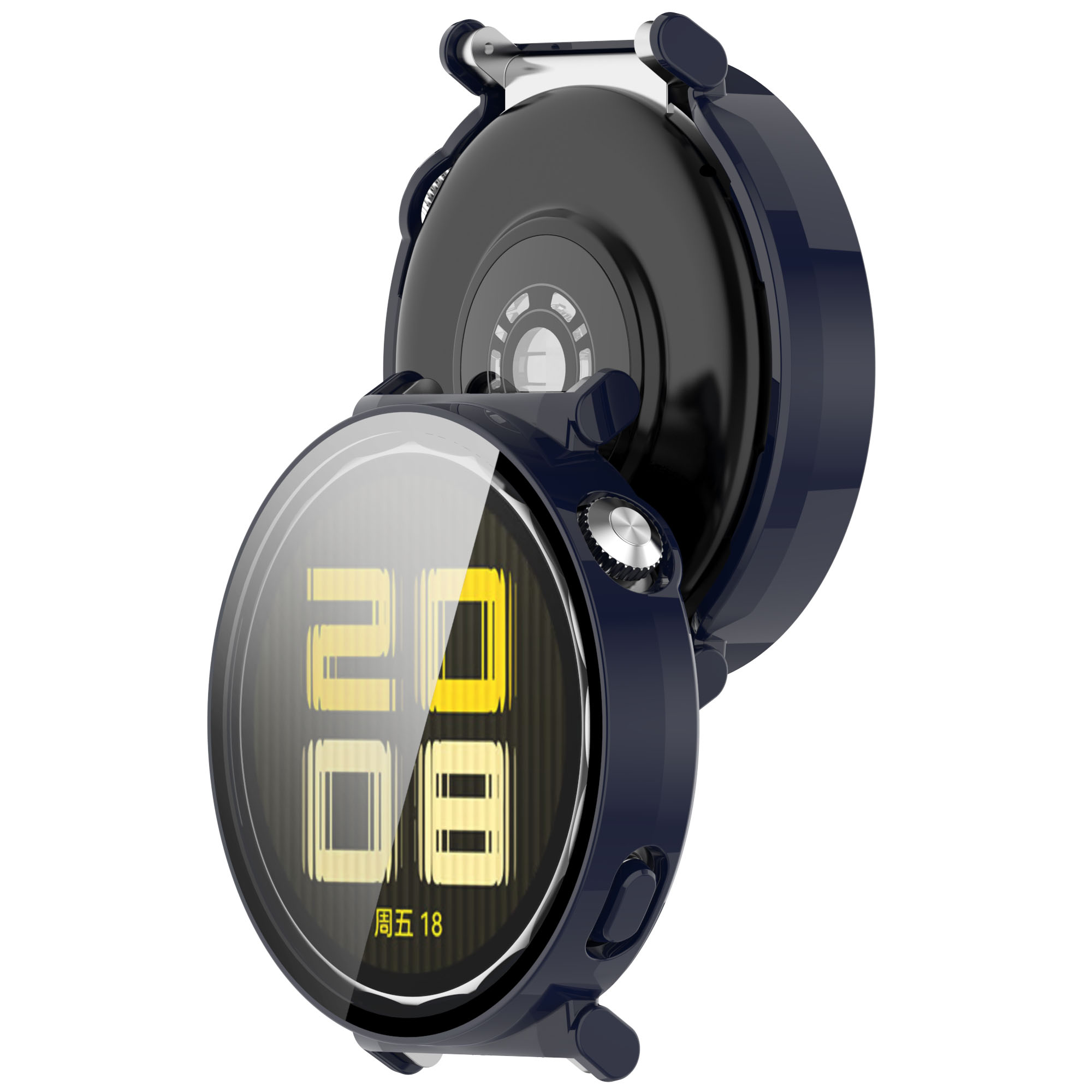 Etui ze szkłem do zegarka Bizon Case Watch Adamo do Huawei Watch GT 5 41 mm, niebieskie